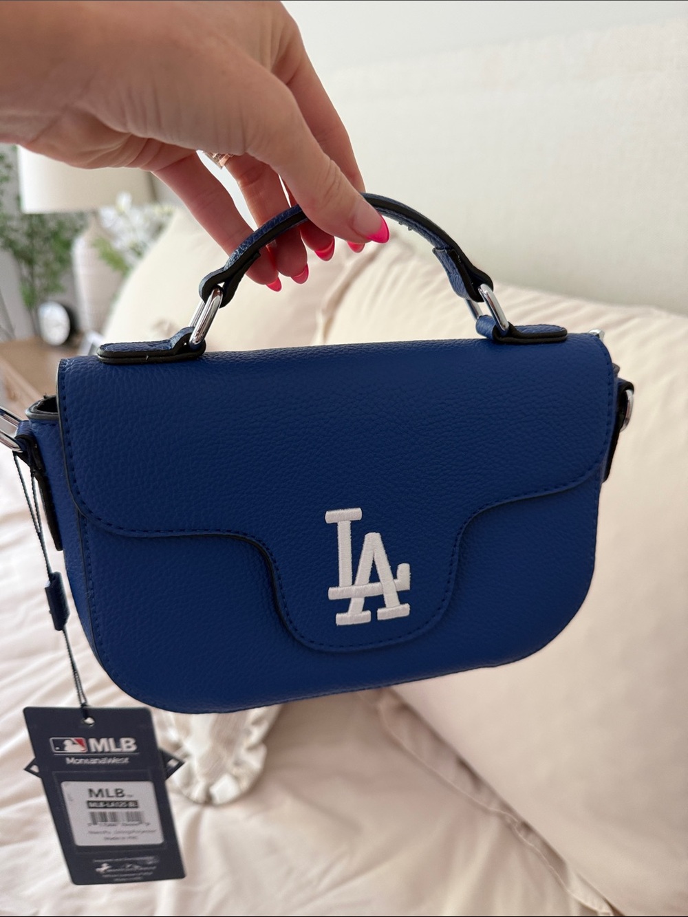 MLB Los Angeles Dodgers Mini Top Handle Crossbody Bag in Royal Blue
